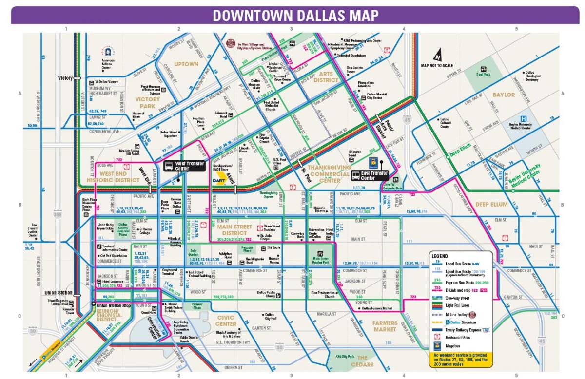 Dallas ავტობუსის მარშრუტების რუკა