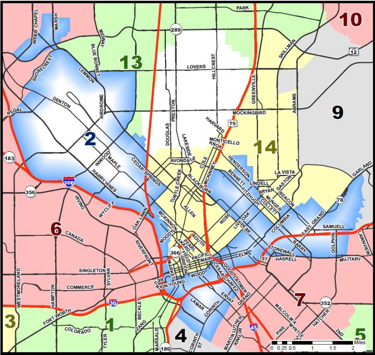 Dallas საკრებულო მუნიციპალიტეტის რუკა