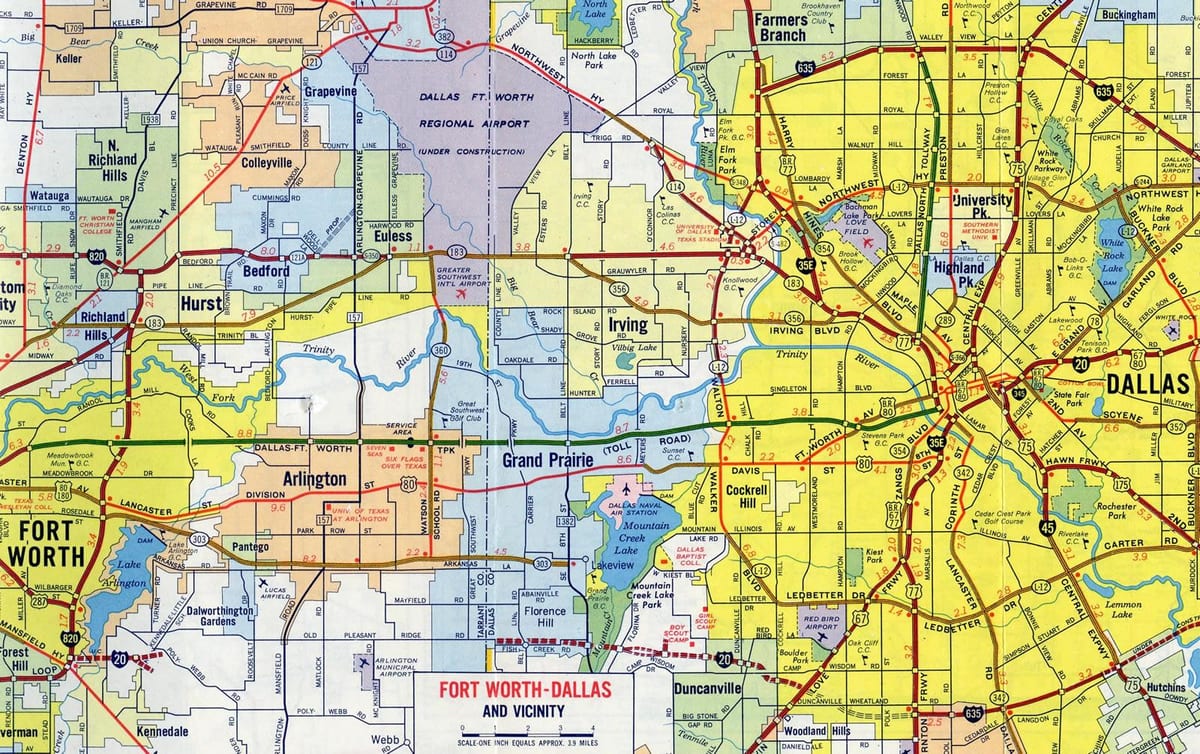 რუკა გზების Dallas