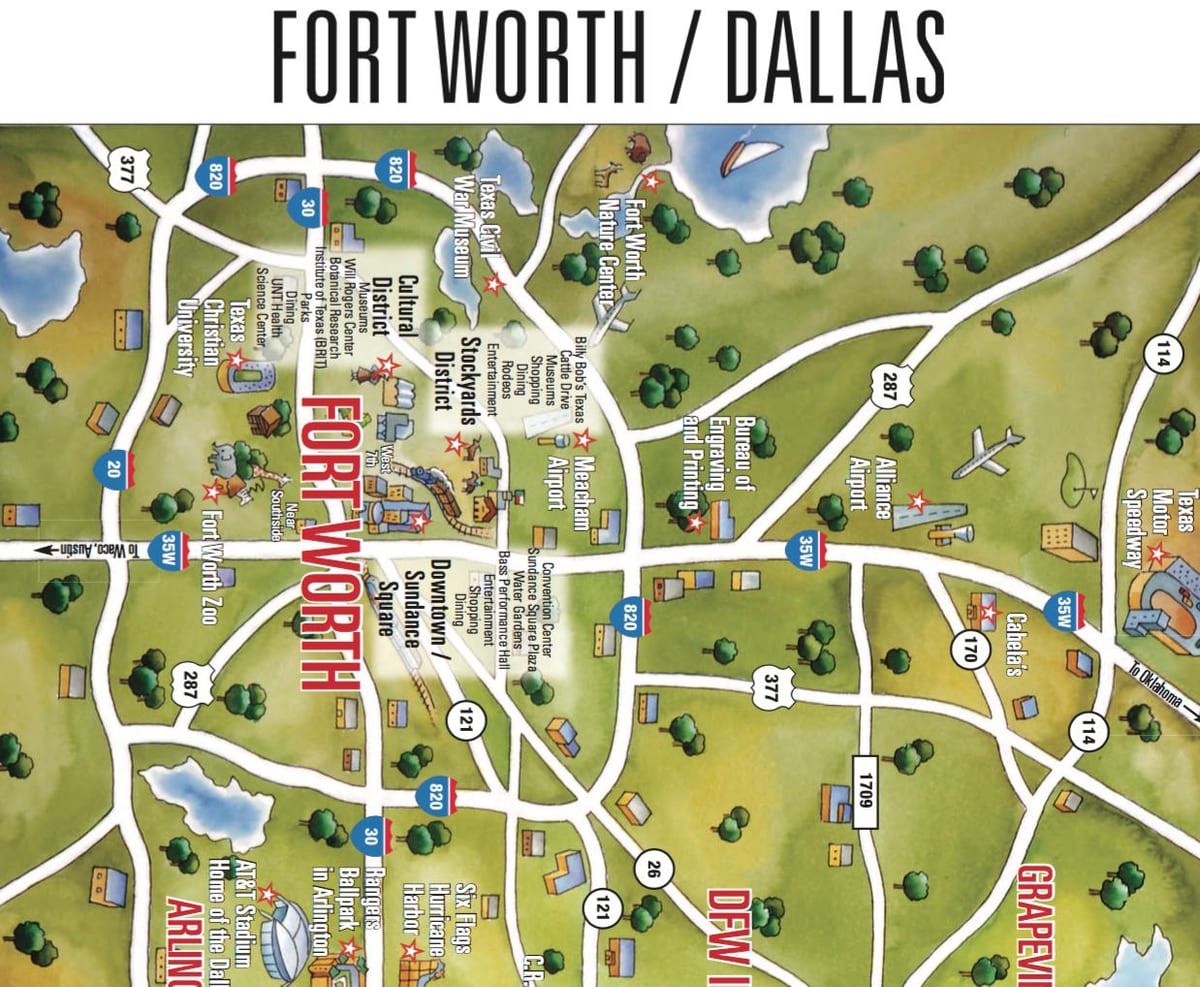 რუკა Dallas Fort Worth ფართობი