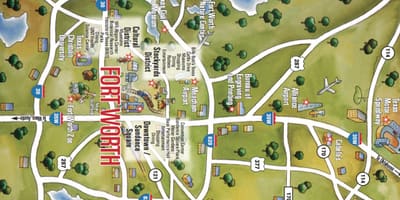 რუკა Dallas Fort Worth ფართობი